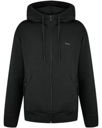 BOSS - Boss Full-Zip Hoodie With Adjustable Drawstring Hood - Lyst