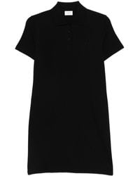 Saint Laurent - Logo Embroidered Short-Sleeved Dress - Lyst