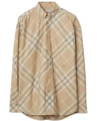 Burberry - Check Cotton Shirt - Lyst