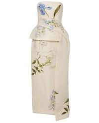 Monique Lhuillier - Draped Floral Silk Cocktail Dress - Lyst