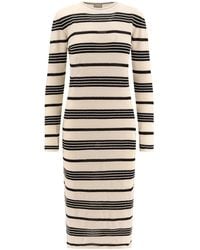 Moncler - Striped Cotton Blend Dress - Lyst