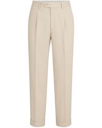 Brunello Cucinelli - Cotton And Virgin Wool Gabardine Trousers With Pleat - Lyst