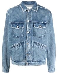 Isabel Marant - Long-Sleeved Lapel Denim Coat - Lyst
