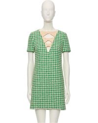 Valentino - Short Houndstooth Tweed Dress - Lyst