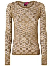Pinko - Monogram-Lace Long-Sleeve Top - Lyst