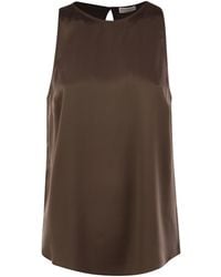 Brunello Cucinelli - Sleeveless Satin Top - Lyst