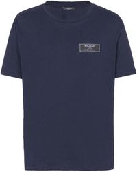 Balmain - Logo Patch Crewneck T-Shirt - Lyst