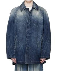 MM6 by Maison Margiela - Faded Long-Sleeved Denim Jacket - Lyst