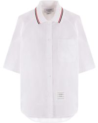 Thom Browne - Logo Patch Short-Sleeved Shirt - Lyst