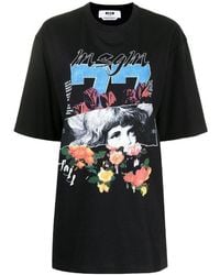 MSGM - Collage-Print Oversized T-Shirt - Lyst
