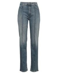 Sportmax - High Waist Vertical Seam Straight-Leg Washed Denim Jeans - Lyst
