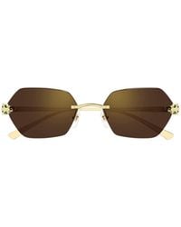 Cartier - Geometric Frame Sunglasses - Lyst