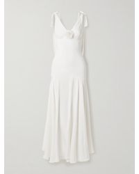 Rodarte - Embellished Velvet-Trimmed Silk-Crepe Maxi Dress - Lyst