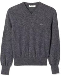 Miu Miu - V-Neck Wool Cardigan - Lyst