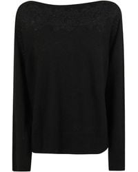 Ermanno Scervino - Lace Trim Boat Neck Knitted Sweater - Lyst