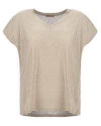 Herno - Metallic V-Neck Tee - Lyst