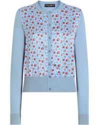 Dolce & Gabbana - Small Rose-Printed Satin Cardigan - Lyst