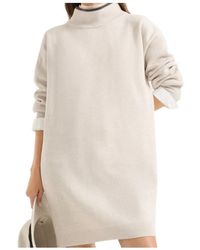 Brunello Cucinelli - Ribbed High-Neck Dress - Lyst
