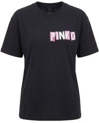 Pinko - Logo-Print Swan-Graphic T-Shirt - Lyst