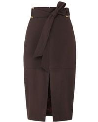 Elisabetta Franchi - Tied Waist Zip-Detailed Midi Skirt - Lyst