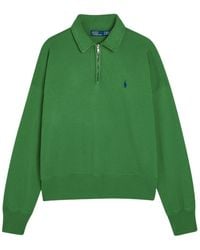 Polo Ralph Lauren - Logo-Embroidered Cotton-Blend Polo Sweatshirt - Lyst