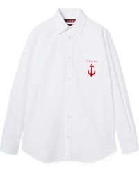 Gucci - Embroidery Long-Sleeve Poplin Shirt - Lyst