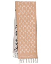 McQueen - Skull-Intarsia Knitted Fringed Scarf - Lyst