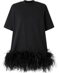 The Attico - Feather-Trimmed Cotton-Jersey Mini Dress - Lyst
