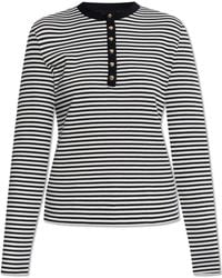 Anine Bing - Alessia Half-Button Striped Ribbed T-Shirt - Lyst