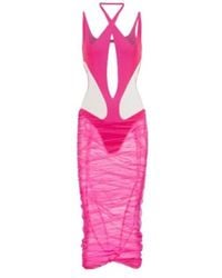 Mugler - Cutout Paneled Tulle Midi Dress - Lyst