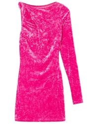 Versace - One-Shoulder Velvet Mini Dress - Lyst