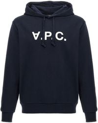 A.P.C. - Logo Printed Drawstring Hoodie - Lyst