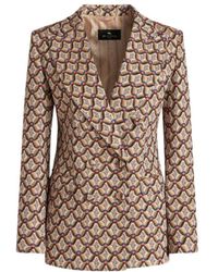 Etro - Double-Breasted Jacket With Tie Print Pattern - Lyst
