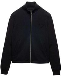 Prada - Wool And Cashmere Zipper Cardigan - Lyst