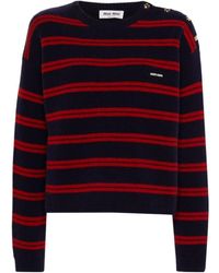 Miu Miu - Crewneck Striped Knitted Jumper - Lyst