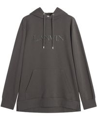 Lanvin - Logo-Embroidered Drawstring Hoodie - Lyst