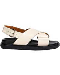 Marni - Logo Embossed Buckled Sandals - Lyst