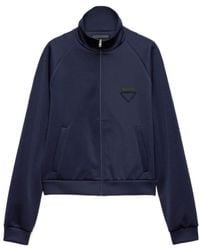 Prada - Logo Detailed Zipped Sweatshirt - Lyst