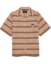 Prada - Striped Short Sleeved Bowling Shirt - Lyst