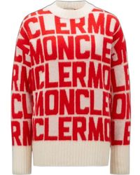 Moncler - All-Over Logo Intarsia Knit Sweater - Lyst