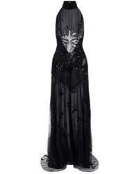 Blumarine - Embellished Georgette And Lace Maxi Dress - Lyst