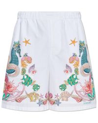 Versace - Coral Theatre Print Elastic-Waist Shorts - Lyst