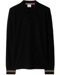 Burberry - Long-Sleeve Wool Polo Shirt - Lyst