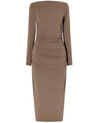 James Perse - Gathered Cotton-Blend Midi Dress - Lyst