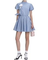Self-Portrait - Bow-Waist Puff-Sleeve Dress - Lyst