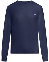 A.P.C. - Logo Embroidered Crewneck Jumper - Lyst