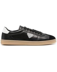 Prada - Triangle-Logo Lace-Up Sneakers - Lyst