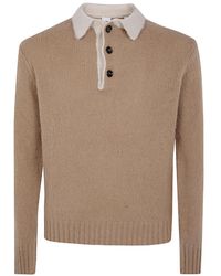 Aspesi - Straight-Point Collared Knitted Jumper - Lyst