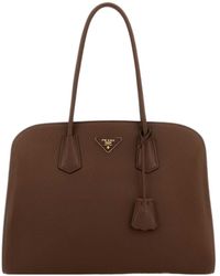 Prada - Chocolate Leather Shopping Bag - Lyst