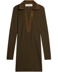 Golden Goose - Ribbed-Knit Lace Detailed Mini Dress - Lyst